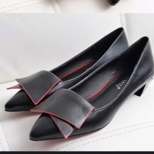 Black Flats with Mini Kitten Heel